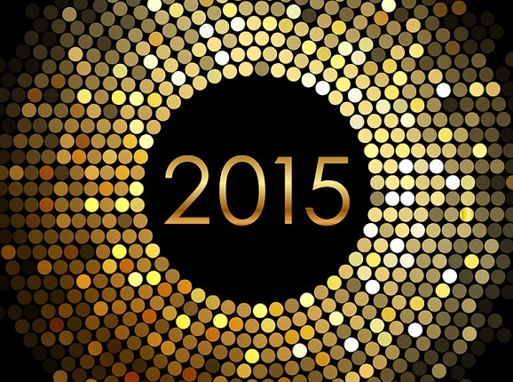 Vector - Happy New Year 2015 - gold disco lights frame