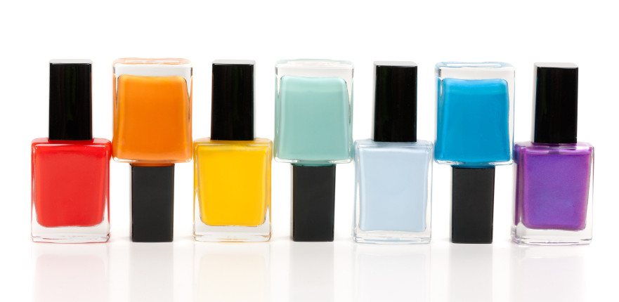 Group of nail polishes isolated on white